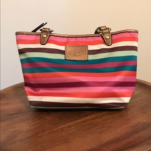Striped Coach Multi-Color Mini Purse